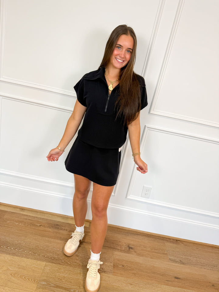 Spanx Airessentials French Rib Short Sleeve Half Zip