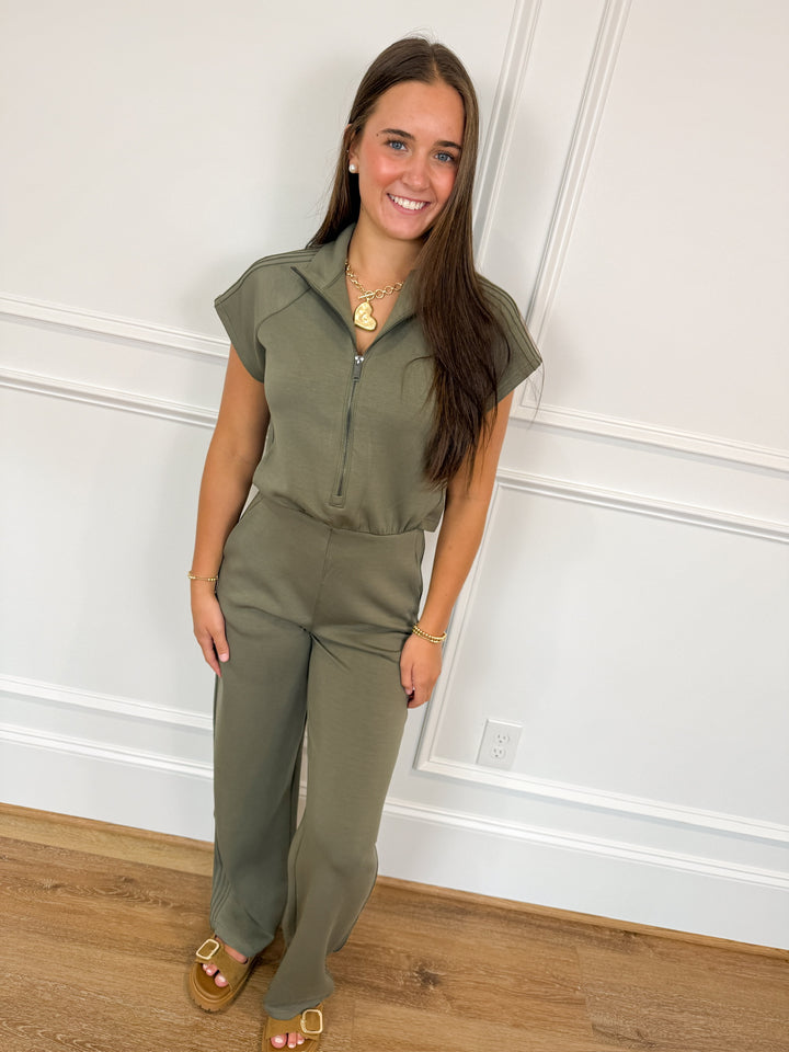 SPANX AirEssentials® Shawl Collar Half Zip Jumpsuit