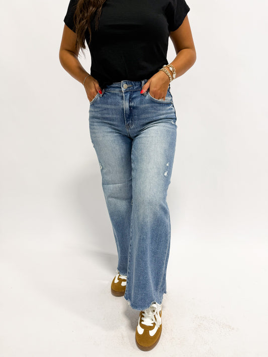 Fall Leaves High Rise Wide Leg Jean